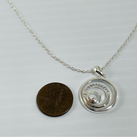 Silver Circle Round Layer Pendant Necklace Chain Big Medallion Modern Unique New - Picture 3 of 7